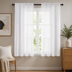 Blockout Curtains 132cm x 160cm White 2 Panels Light Filtering