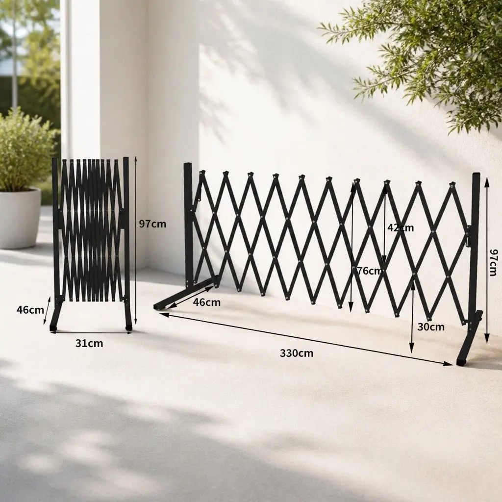 Expandable Safety Barrier Gate Aluminium Fence Work Site 46-330cm Portable