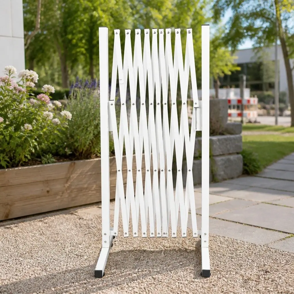 Expandable Safety Barrier Gate White Aluminum Fence 330cm Work Site Protection