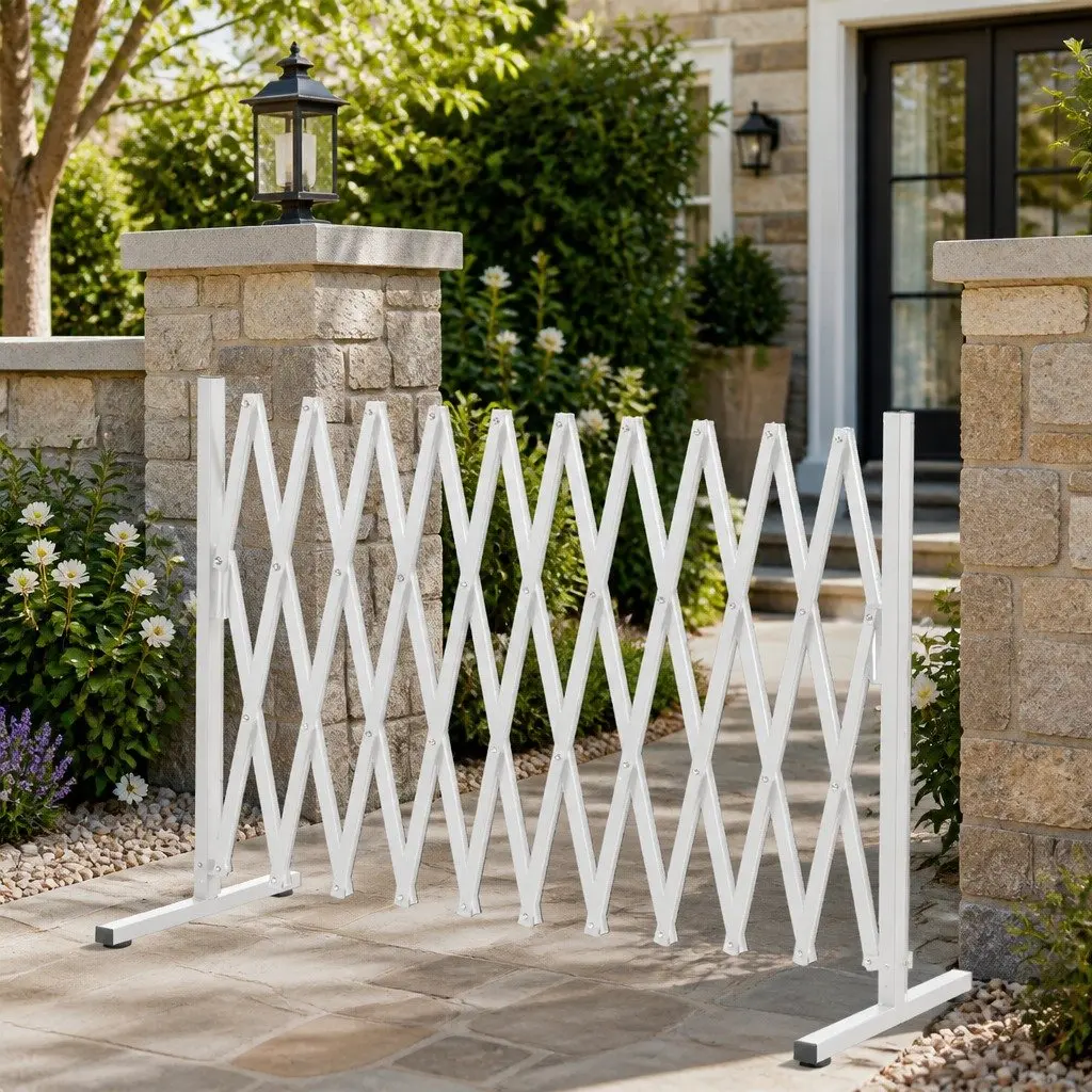 Expandable Safety Barrier Gate White Aluminum Fence 330cm Work Site Protection