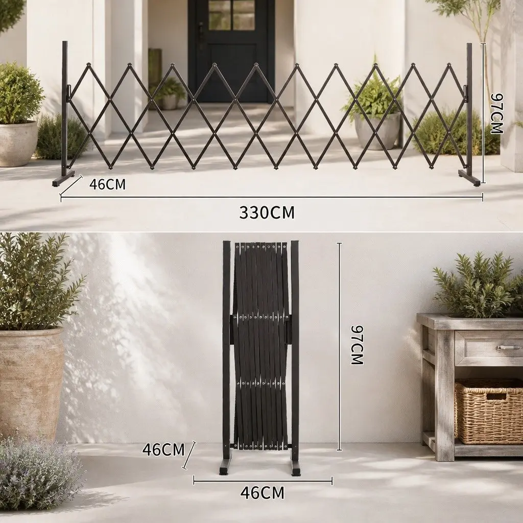 Expandable Barrier Gate for Home Use Adjustable Foldable Brown