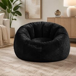 Large Round Faux Fur Bean Bag Cover - 107 x 107 x 81 cm