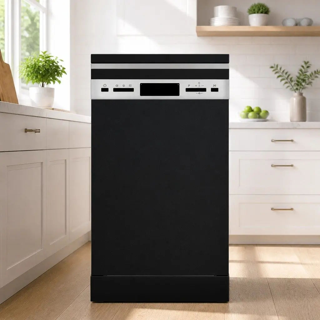 Freestanding Dishwasher Kitchen 10 Place Settings Black 8 Cleaning Programs