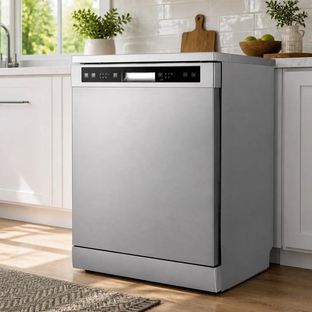 Freestanding Dishwasher 60cm 14 Place Settings Silver Stainless Steel Tub