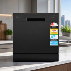 Benchtop Dishwasher 8 Place Settings Black LED Display 6 Cleaning Programs