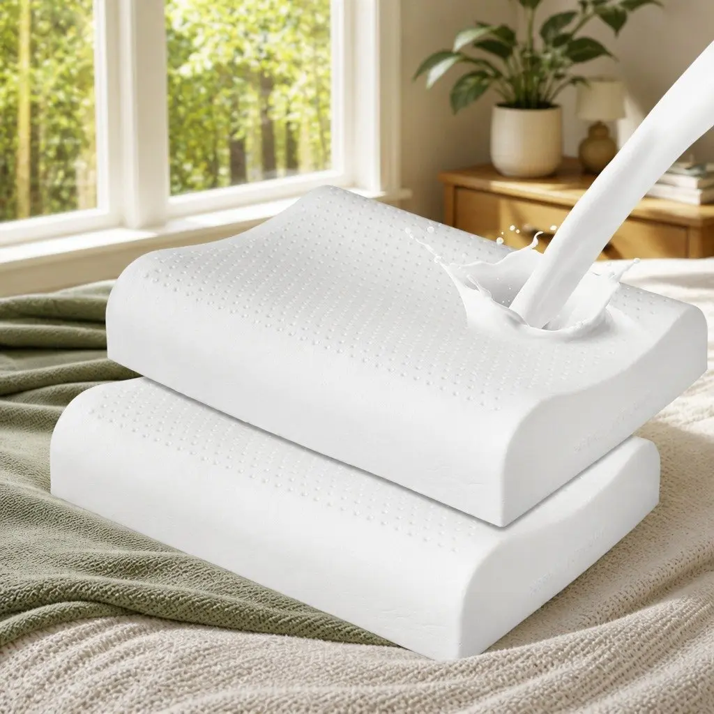 2x Natural Latex Pillows Removable Cover Cervical Neck Sleeping Pillow Dunlop