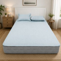 Latex Cooling Bed Sheet Set Fitted 3PCS Double Mattress Topper Machine Washable