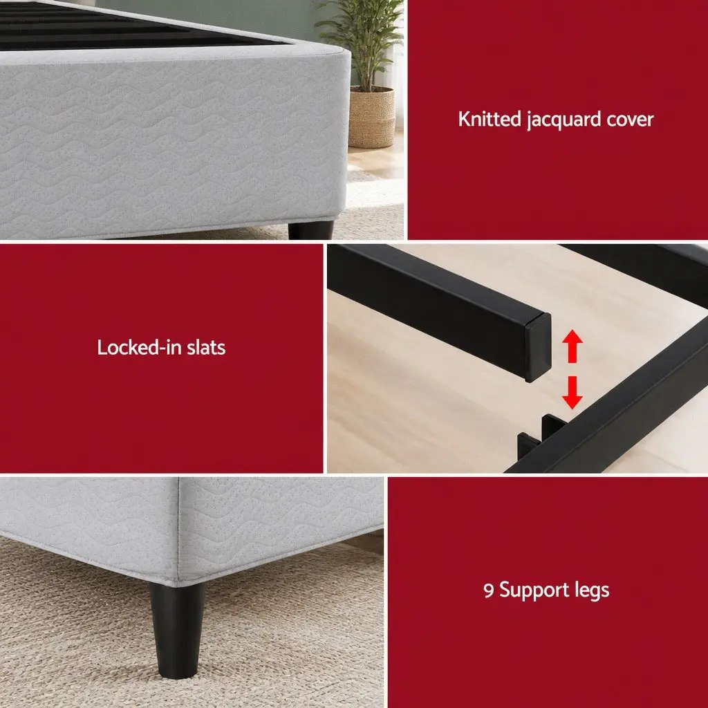 Double Bed Frame with Metal Construction and Fabric Cover