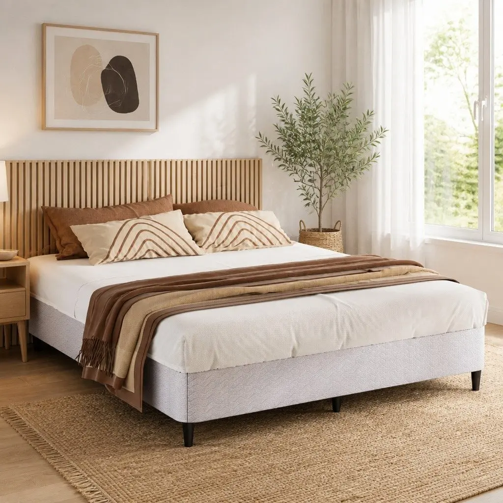 King Size Metal Bed Frame with Fabric Cover