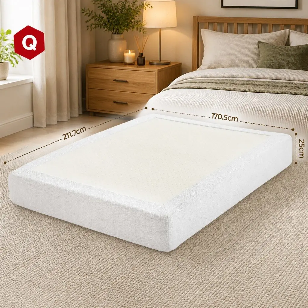 Compression Bed Frame Queen Size No Assembly Vacuum Packed Boucle White