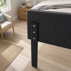 King Headboard Bed Head Upholstered Velvet Beige Bedroom Furniture Wood Legs