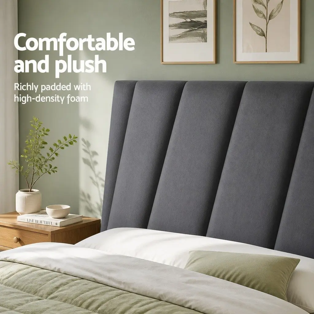 Double Bed Head Velvet Headboard Grey Bedroom 137cm x 120cm x 8cm