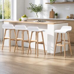 Bar Stools Wooden White Set of 4 - Specs and Features
