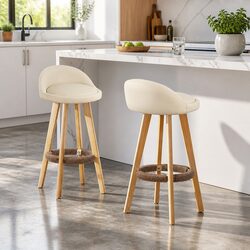 Dimensions and Materials of Beige Swivel Bar Stools