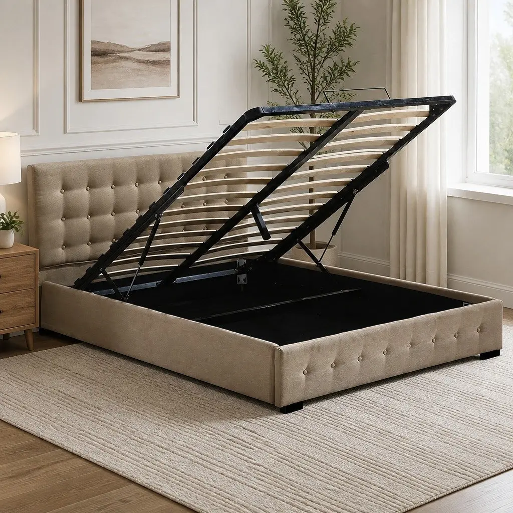 Double Gas Lift Storage Bed Frame with