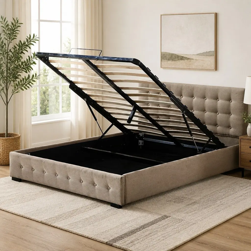 Double Gas Lift Storage Bed Frame with