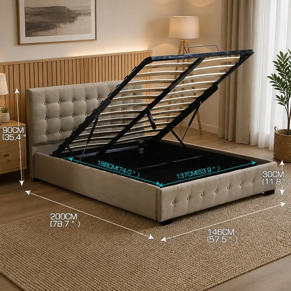 Double Gas Lift Storage Bed Frame with