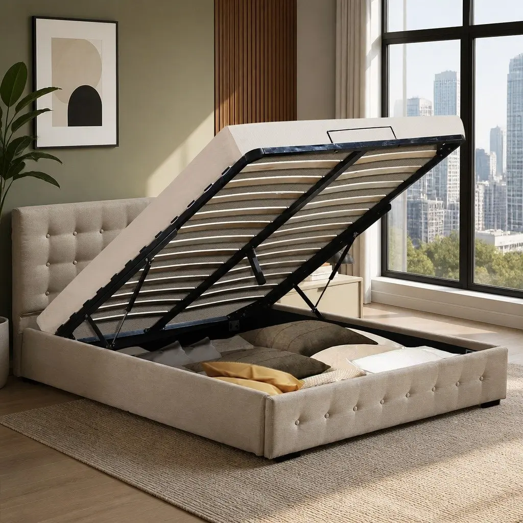 Double Gas Lift Storage Bed Frame with