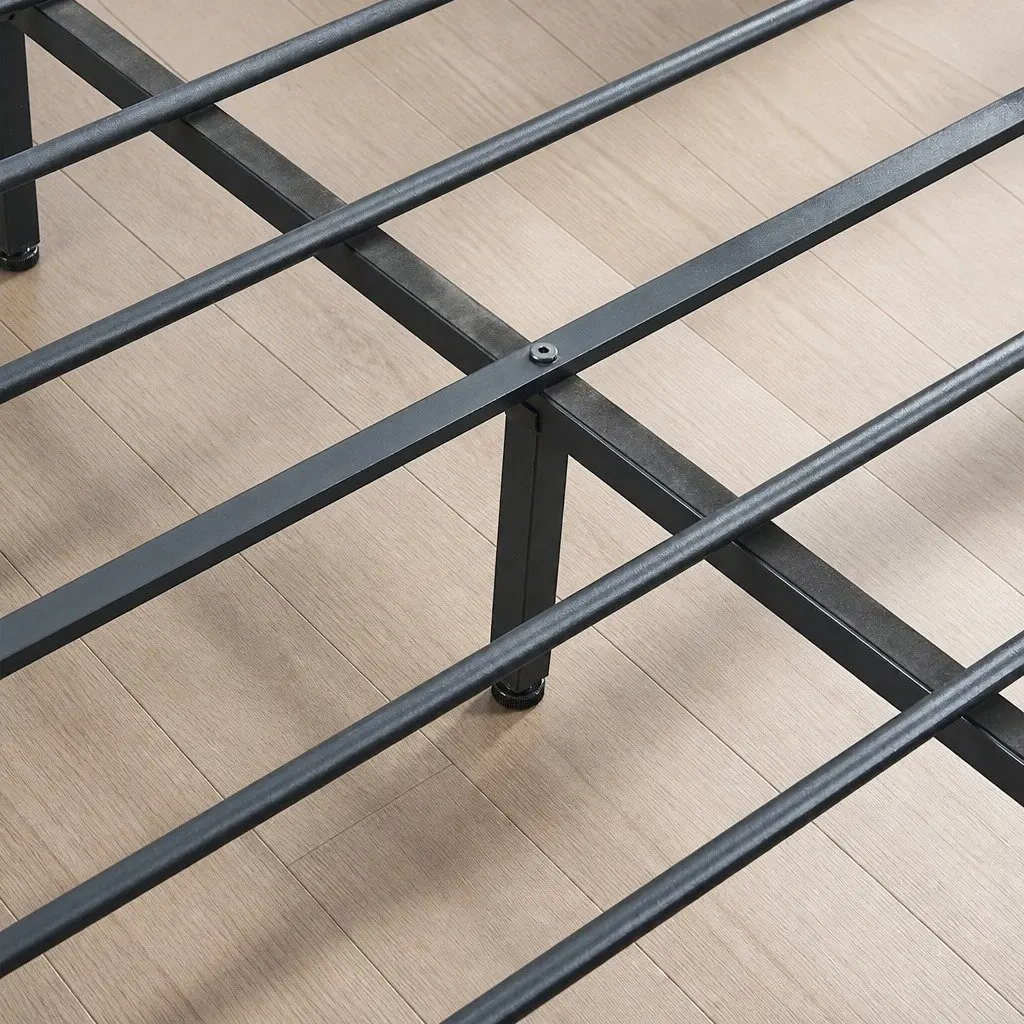 Metal Bed Frame Double Queen Size Industrial Steel Slats Storage Mattress Base