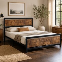 Queen Size Metal Bed Frame: 209cm W x 155cm D x 98cm H