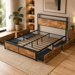 Queen Bed Frame Specifications: RGB LED, Drawers, and More