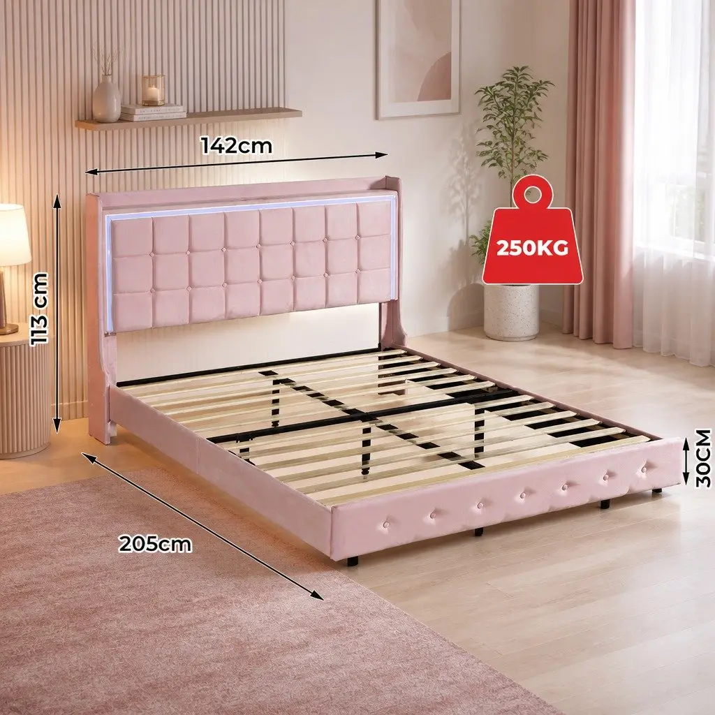 Double Floating Bed Frame with Detailed