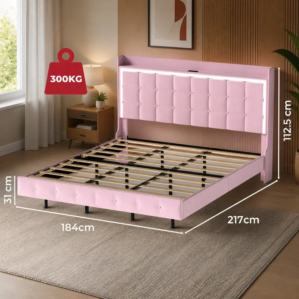 King Floating Bed Frame in Pink
