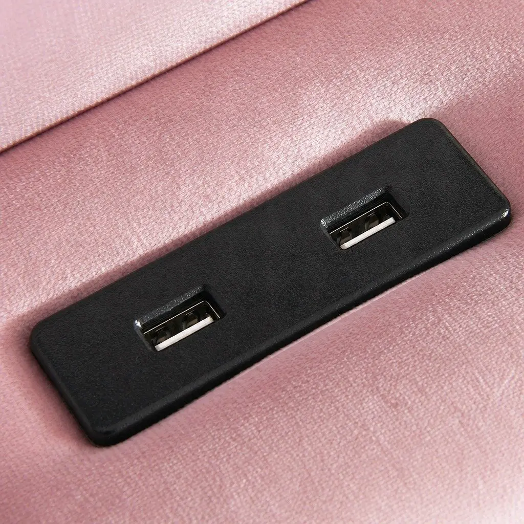 Queen Floating Bed Frame LED Light USB Ports Velvet Modern Bedroom Furniture