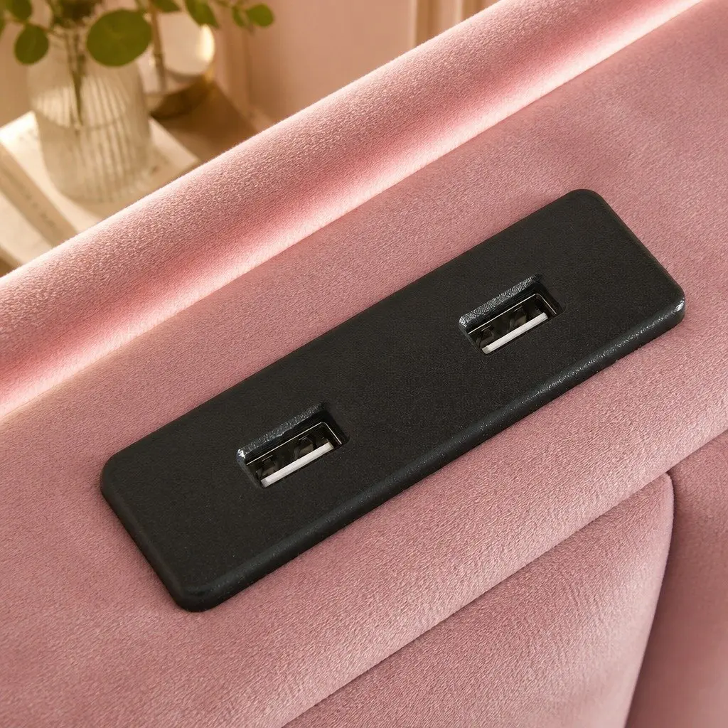 Pink Floating Bed Frame with LED Lighting