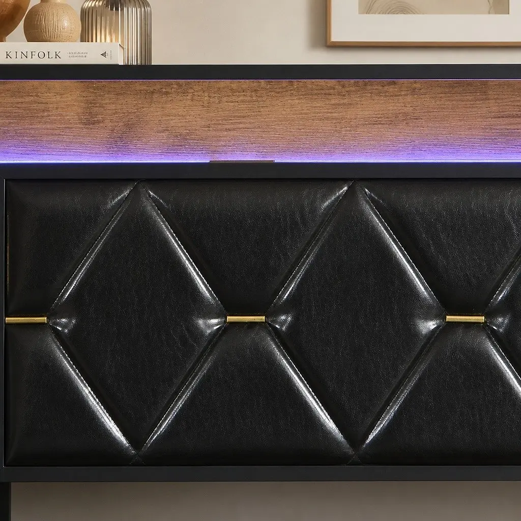 Single Bed Frame with LED Headboard Storage Drawers Metal Slatted Base