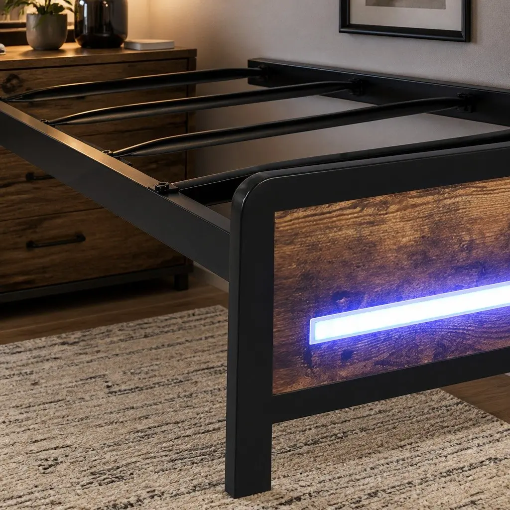 Single Bed Frame with Storage Headboard