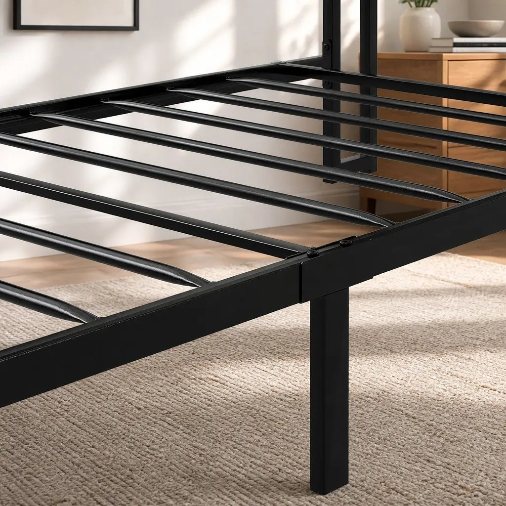 Single Bed Frame with Storage Headboard RGB LED Lights Charging Station
