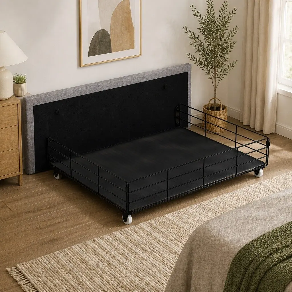 Queen Bed Frame with Storage Drawers for Bedroom Gray