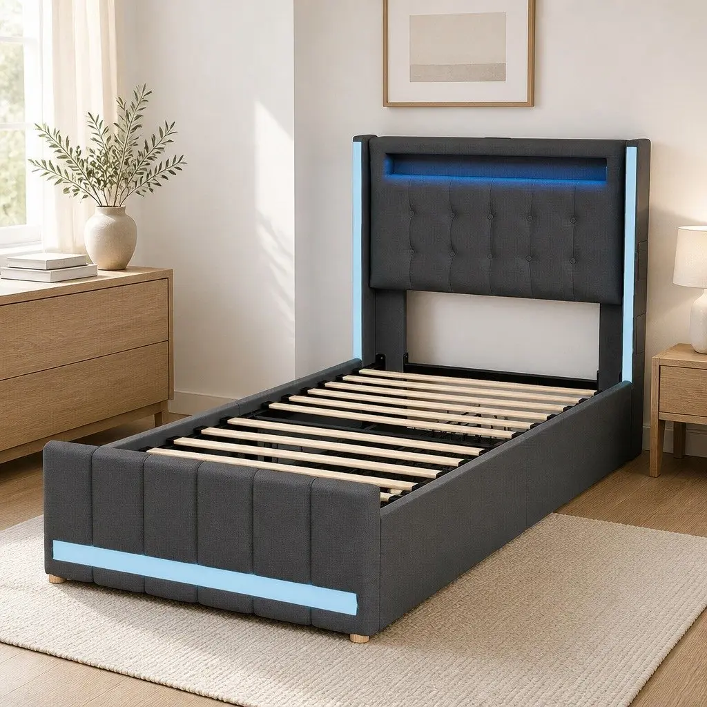 Single Bed Frame with Storage Drawers