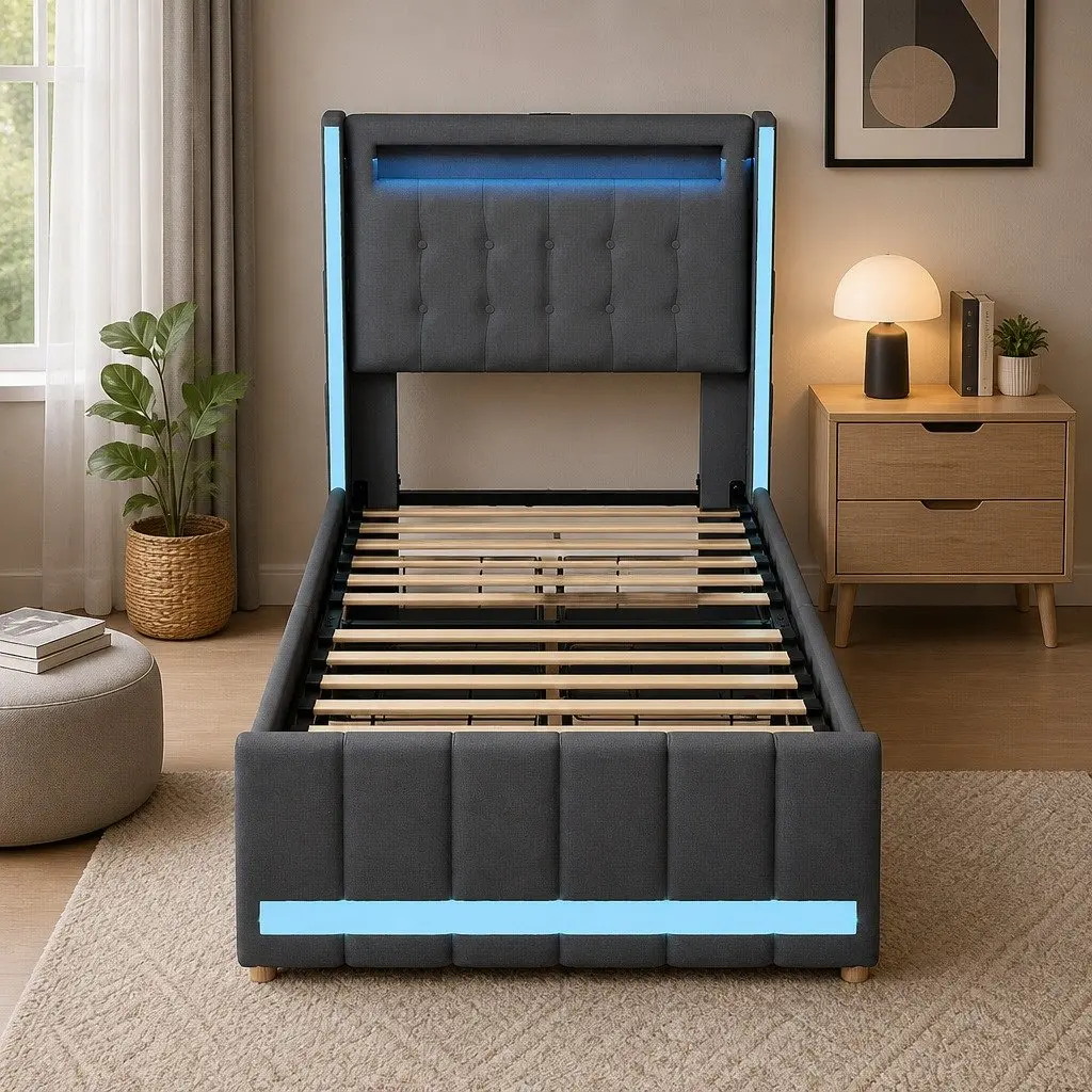 Single Bed Frame with Storage Drawers