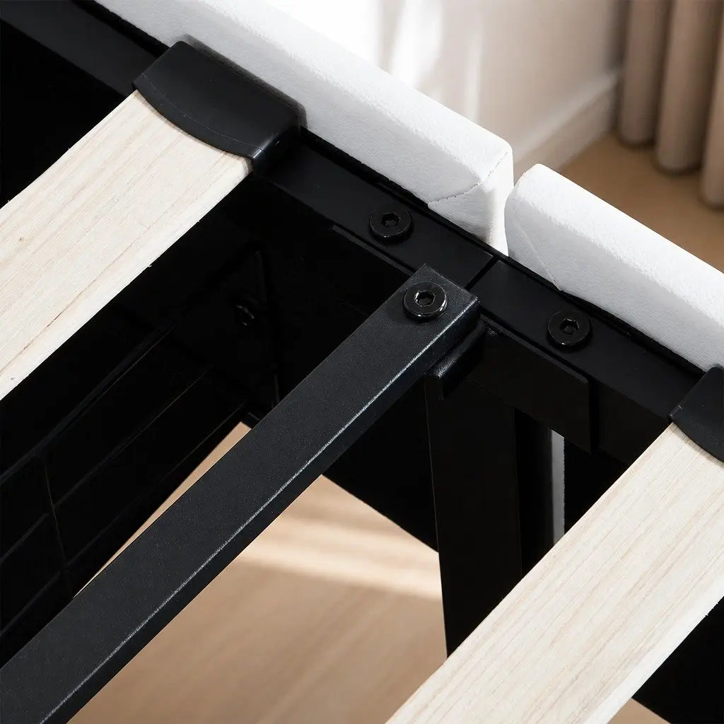 Double Bed Frame Adjustable Headboard USB Charging LED Light Storage Drawers