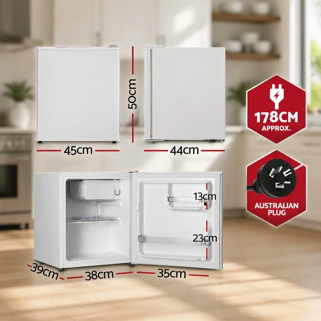 48L Bar Fridge Compact Mini Refrigerator for Office Apartment Caravan White