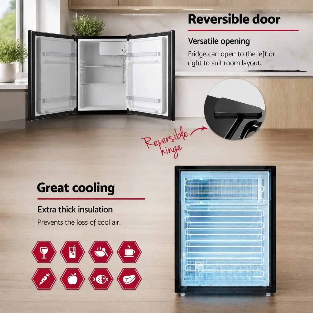 70L Portable Bar Fridge for Home Office Compact Mini Cooler Chiller