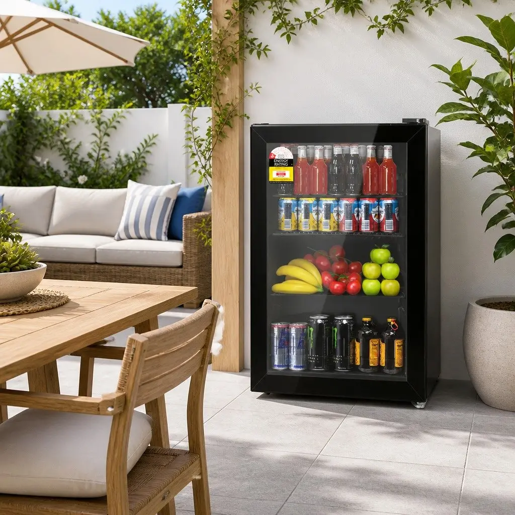 70L Bar Fridge with Glass Door and Temperature Control