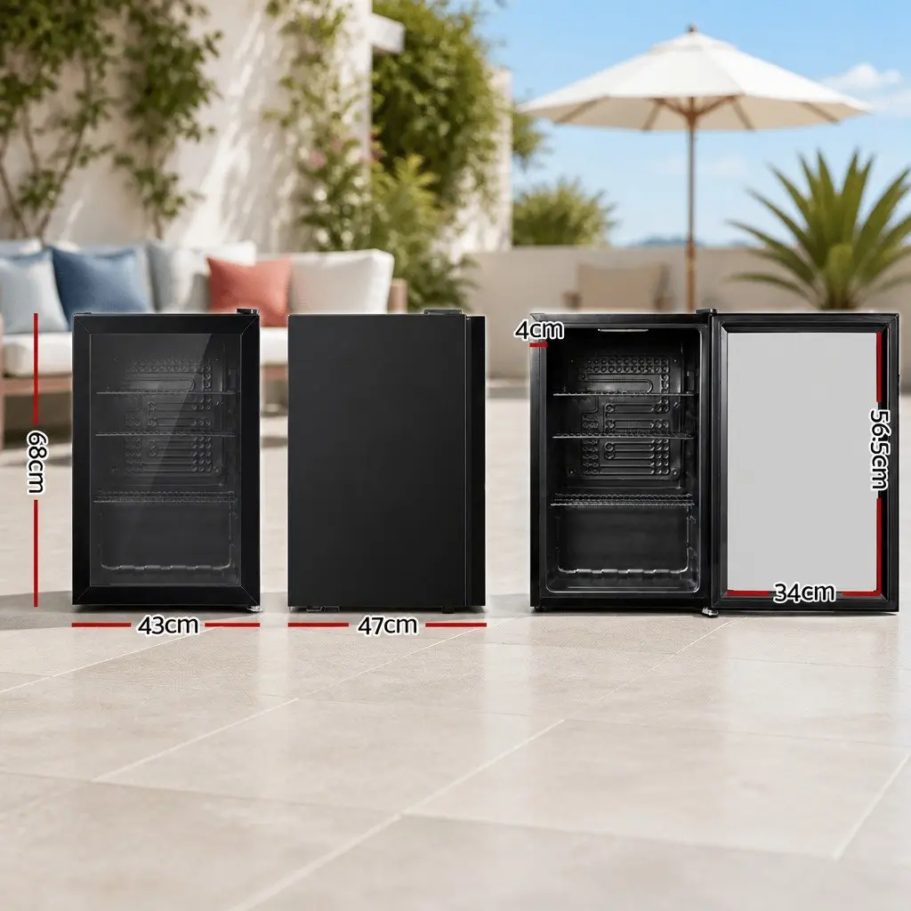 Bar Fridge 70L Compact Beverage Cooler with Glass Door for Home Use