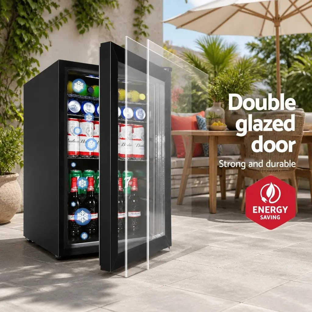 Bar Fridge 70L Compact Beverage Cooler with Glass Door for Home Use