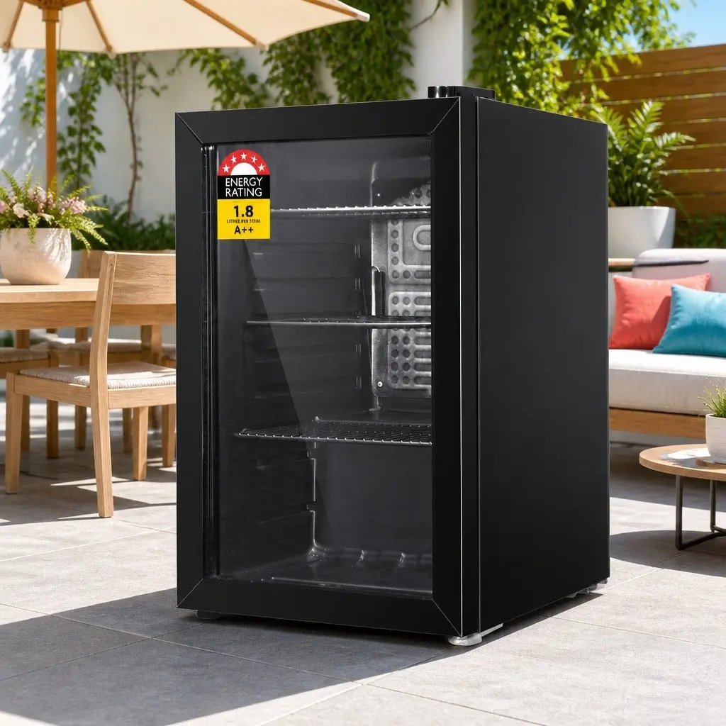 Bar Fridge 70L Compact Beverage Cooler with Glass Door for Home Use