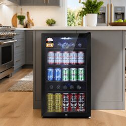 Specifications of 98L Compact Bar Fridge with Glass Door