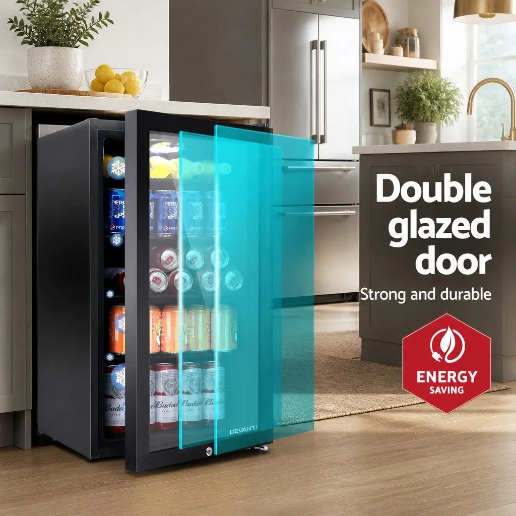 Bar Fridge 98L Mini Fridge Freezer Compact Portable Beverage Cooler