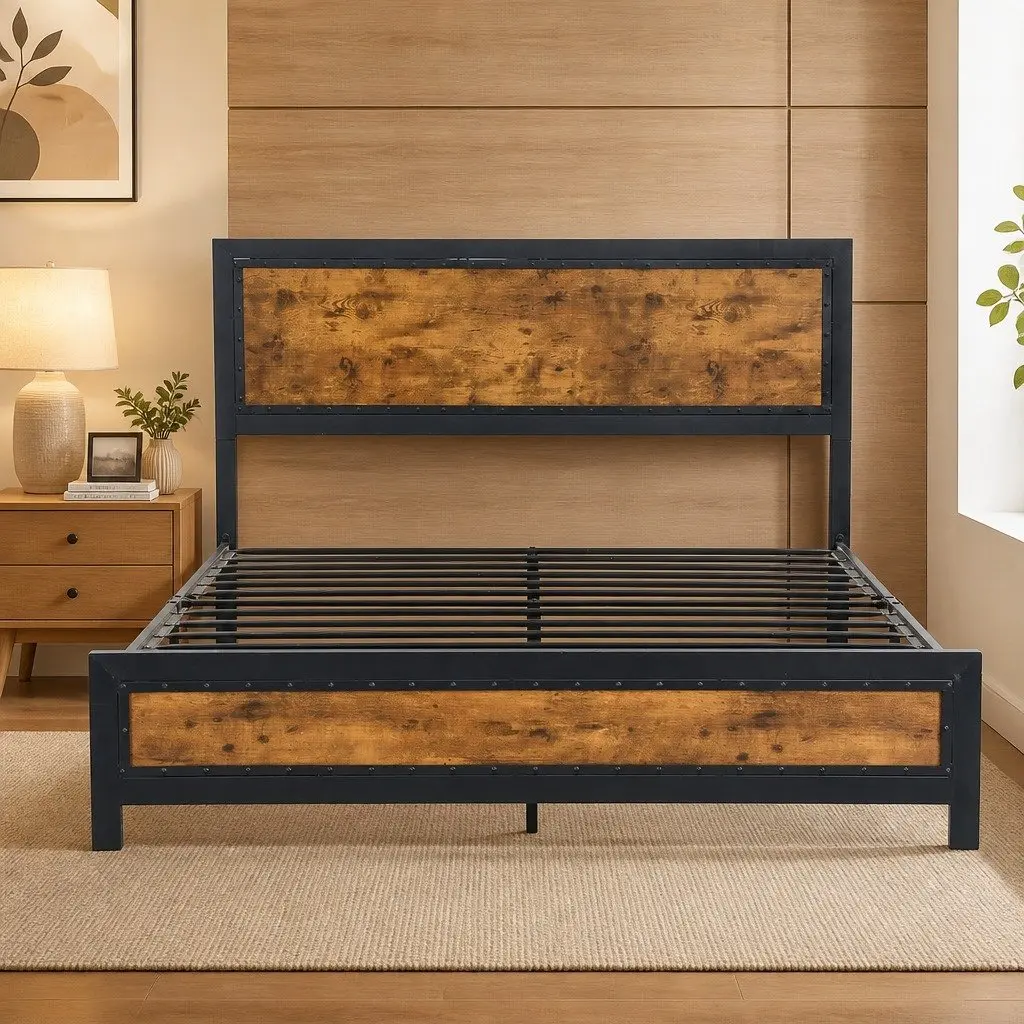 Queen Metal Bed Frame with Drawers