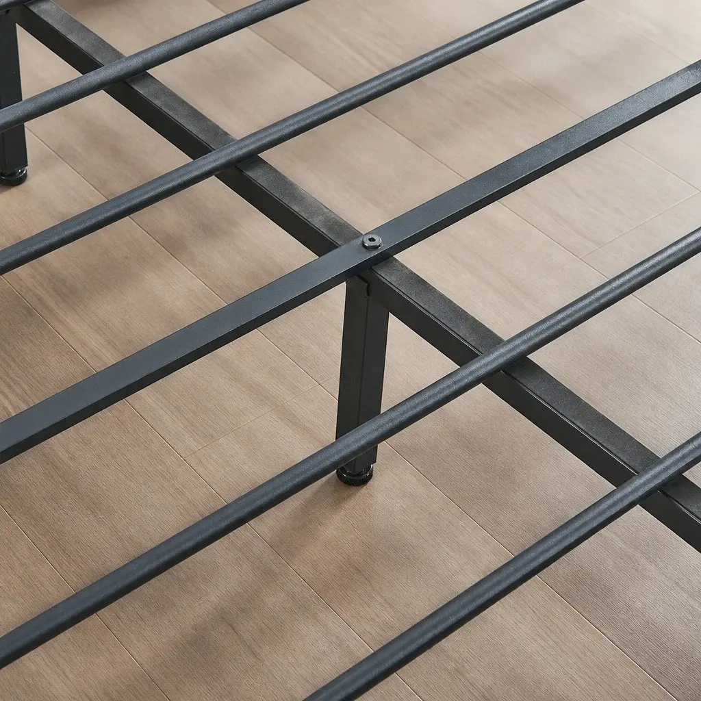 Industrial Double Bed Frame with 4 Under-Bed Storage Drawers Steel Platform