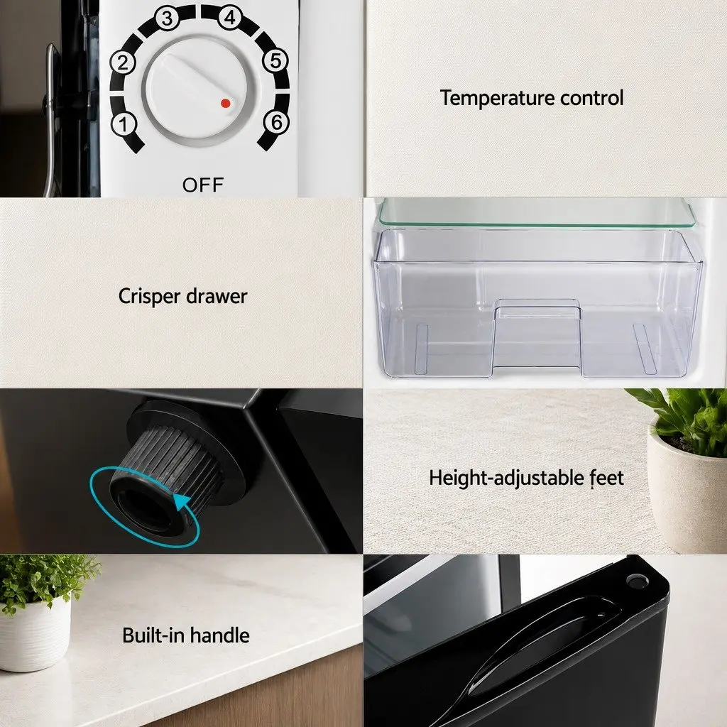 95L Portable Bar Fridge Indoor Outdoor Compact Cooler Adjustable Temperature Black