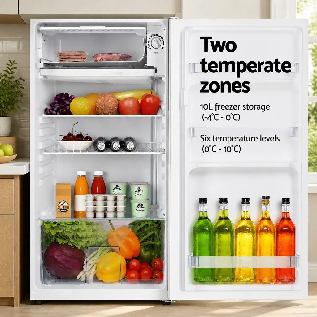 Bar Fridge Portable 95L Compact Cooler for Home Office Caravan Outdoor Use
