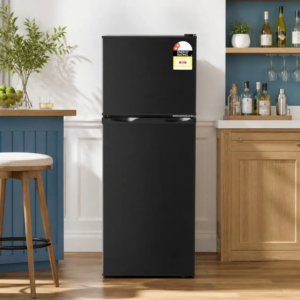 Mini Fridge Freezer for Bar Office Garage 122L Two Door Compact Black