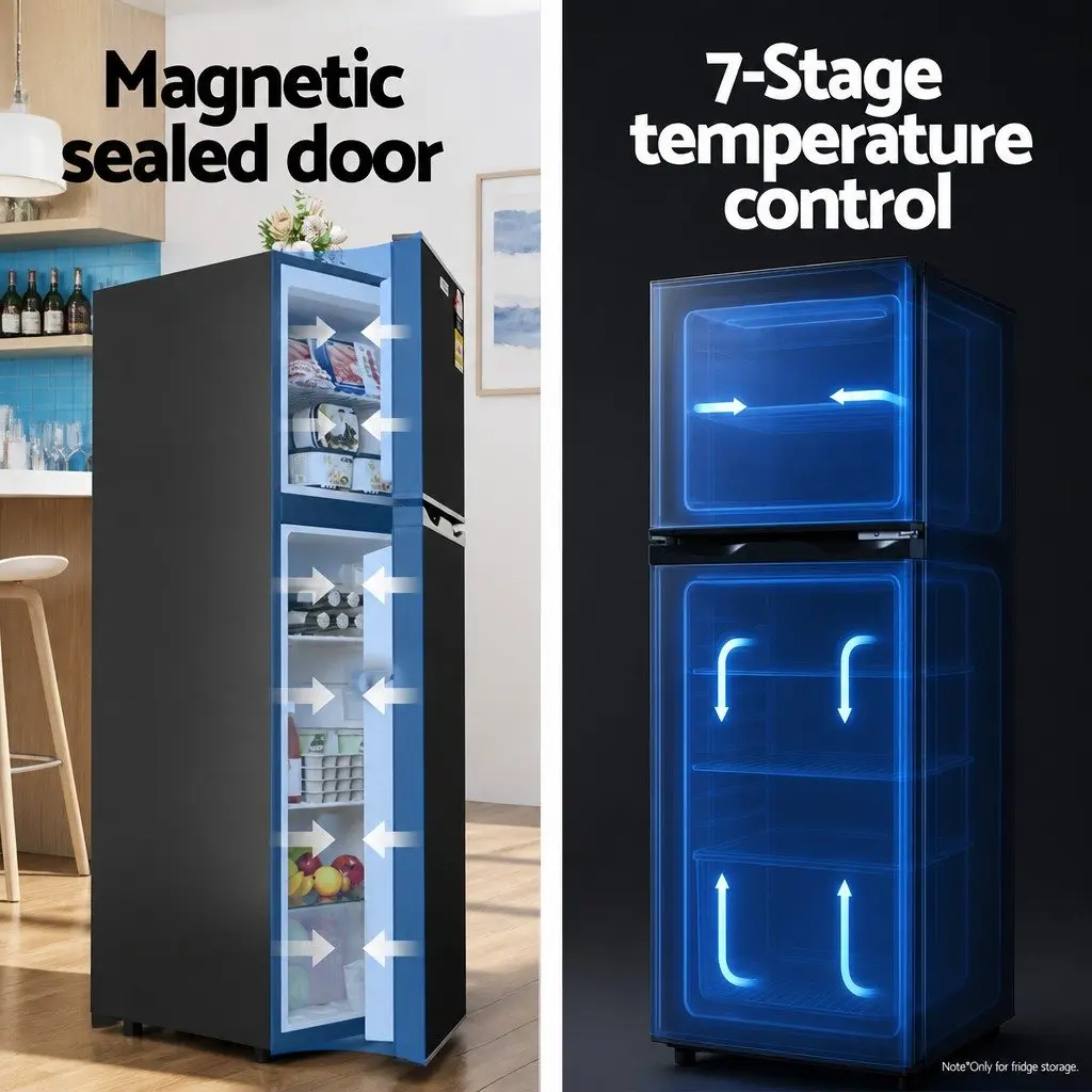 Mini Fridge Freezer for Bar Office Garage 122L Two Door Compact Black